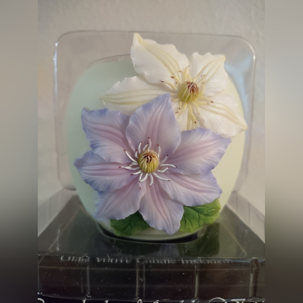 Ibis & Orchid Clematis Flowers Illuminating Bonded Marble Votive Candle Holder
